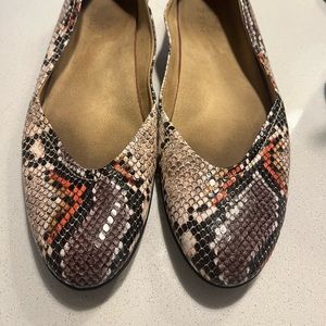 Faux snakeskin flats